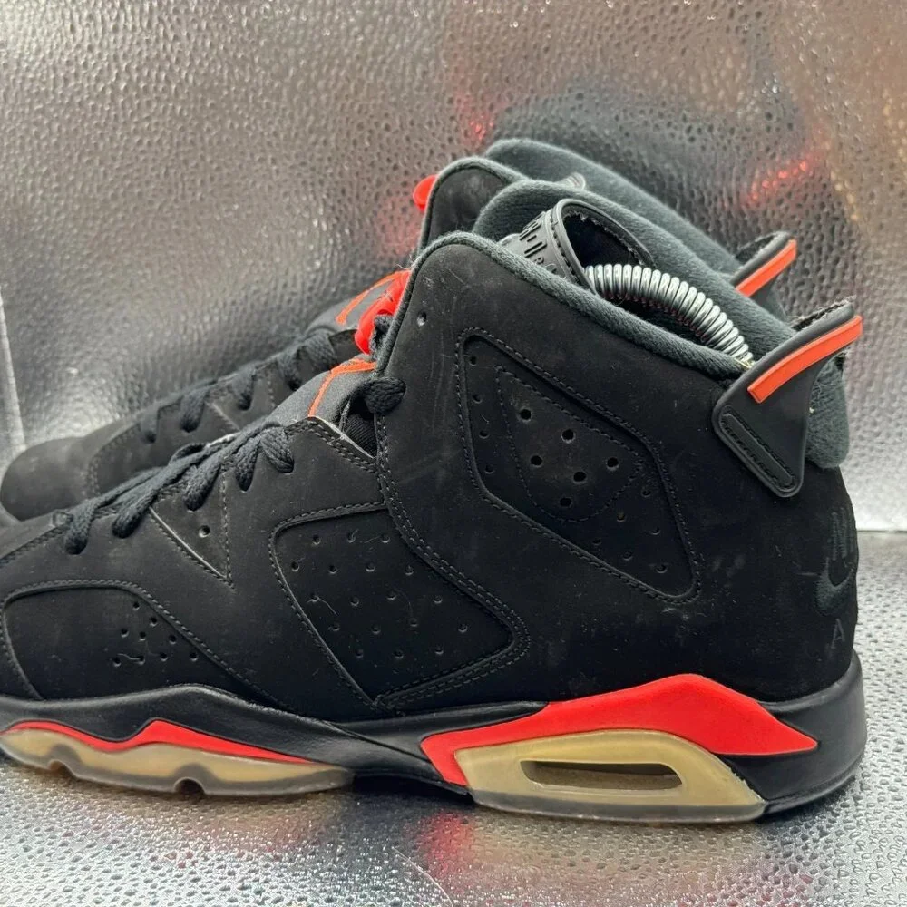 Sz 7Y Nike Air Jordan 6 Mens Retro Authentic Black High Top‎ Athletic Sneaker